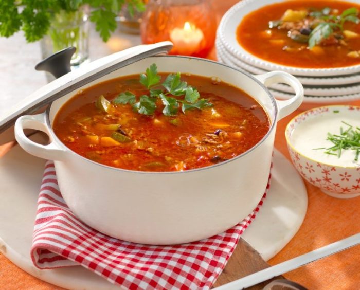 Mexikansk köttfärssoppa med bönor och ost