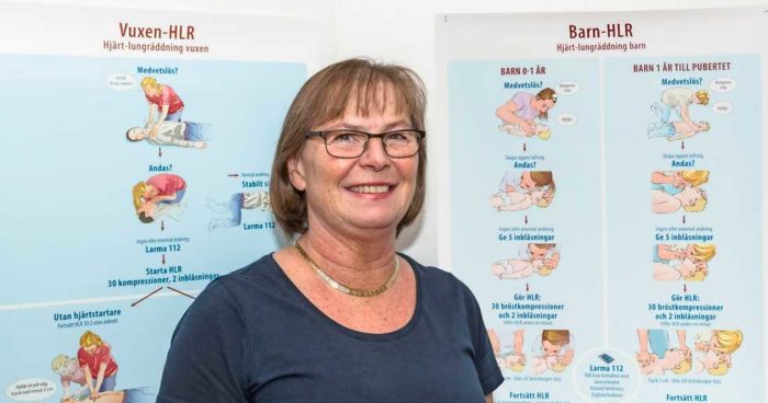 Lullan Backman, sjuksköterska som utbildar människor i både första hjälpen och i hjärt-lungräddning.